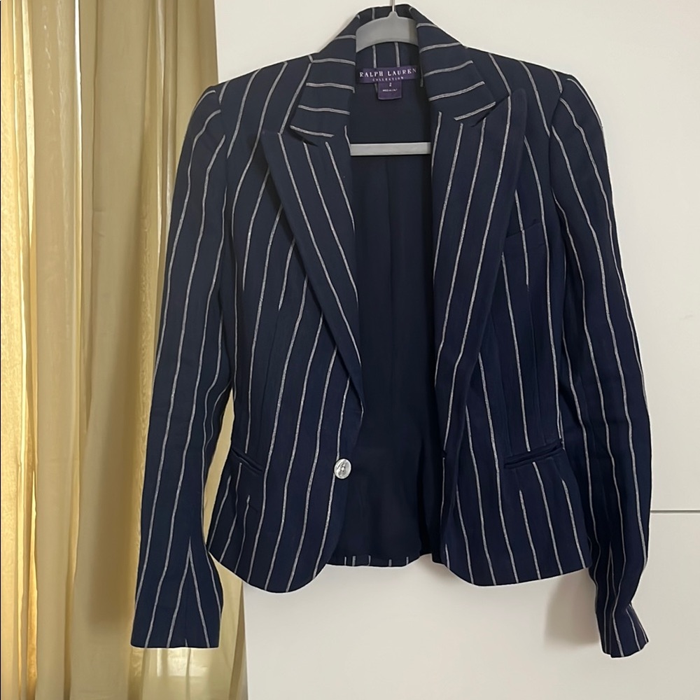 Ralph Lauren Blue and White Striped Blazer